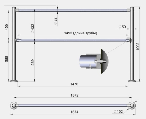 Комплект модульного ограждения 3V - 1,5 м хром магазин Алти-Групп